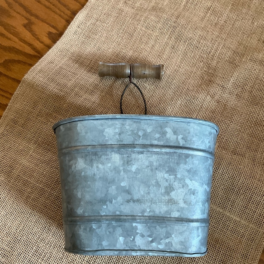 Galvanized Look Container With Handle - Picture 4 of 8